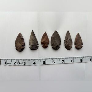 Set of Six Stone Arrowheads